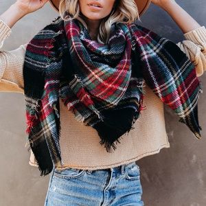 🎄Holly🎄 Plaid Oversized Blanket Scarf